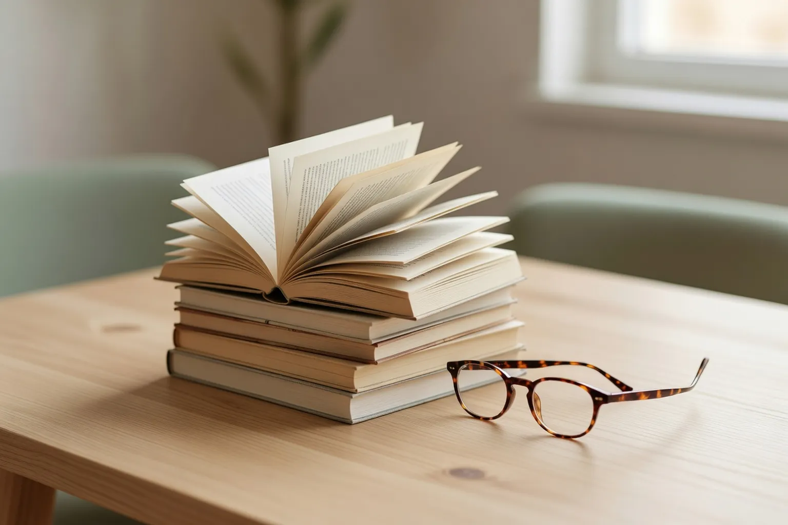Plusieurs recueils de poésie contemporaine posés sur une table de bois clair